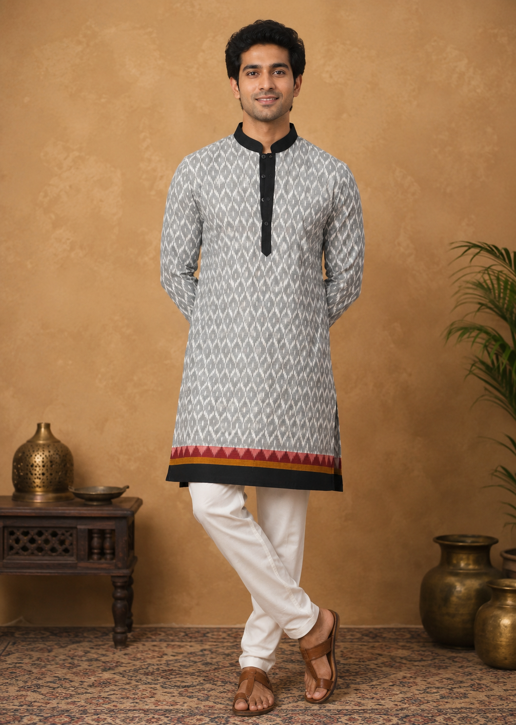Men's handloom Ikkat Kurta