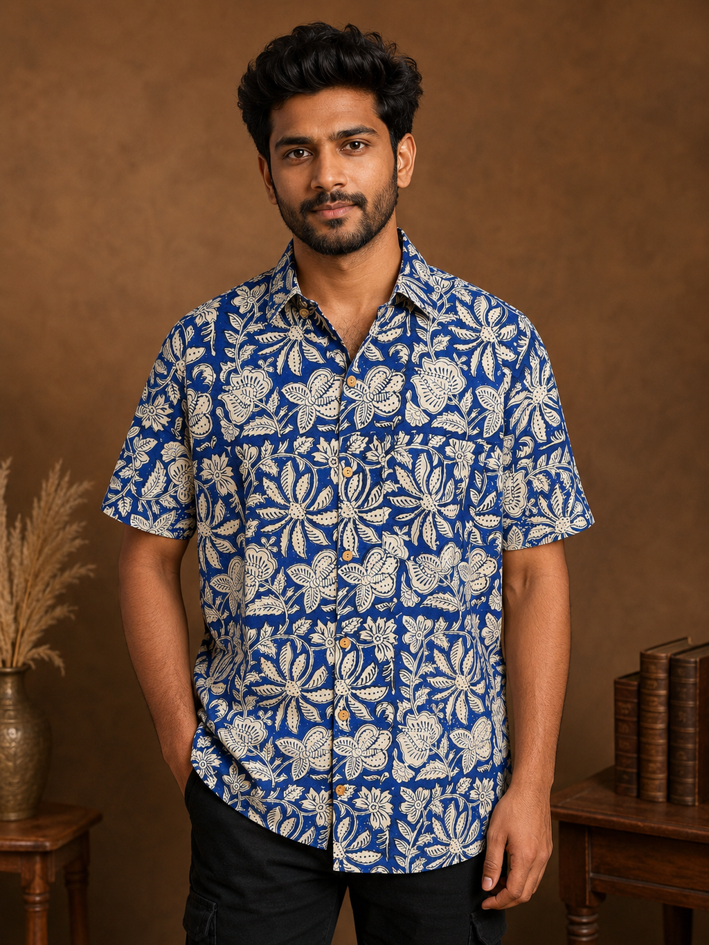 Men's Block Print Shirt- L