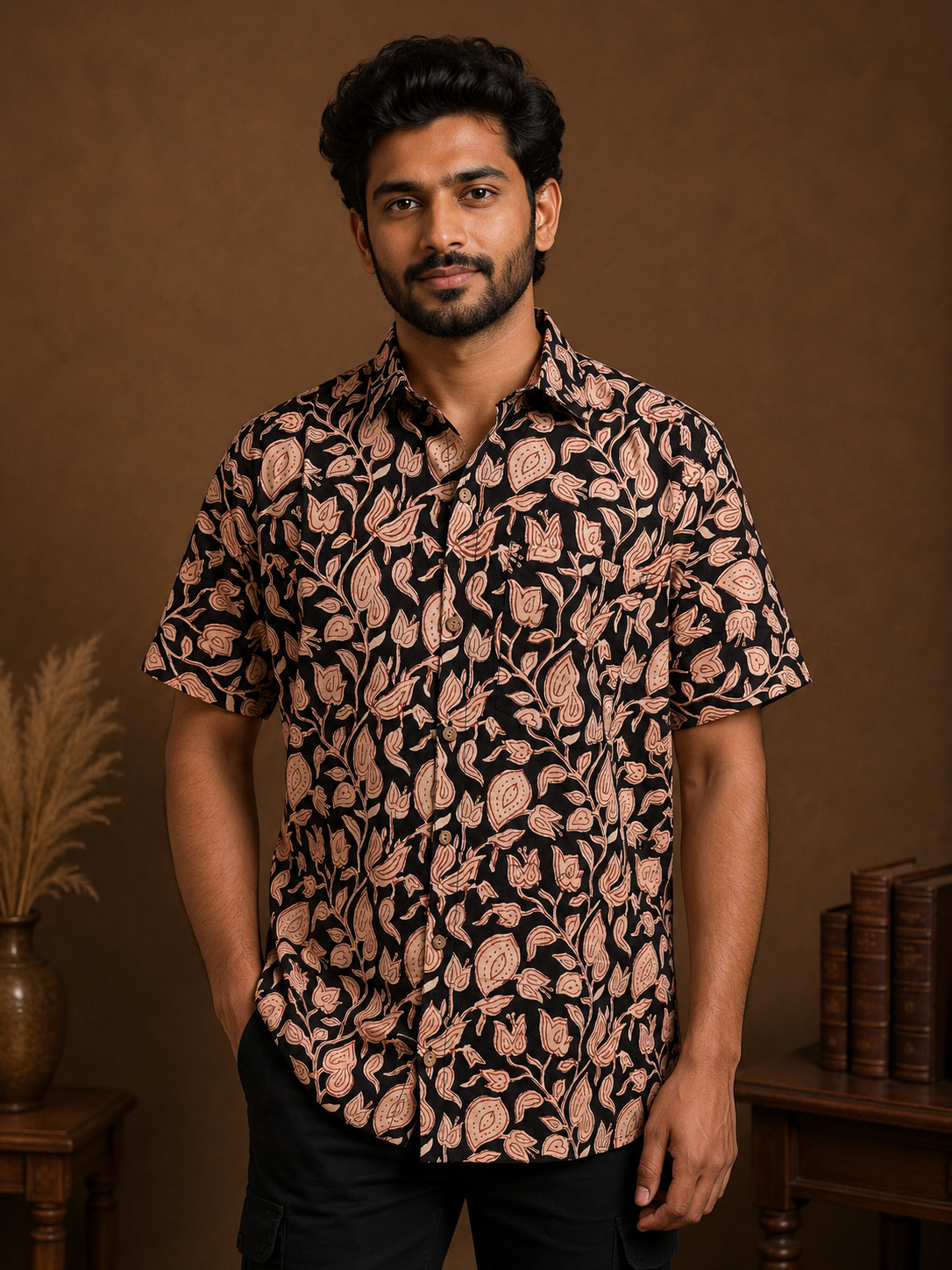Men's Block Print Shirt- L