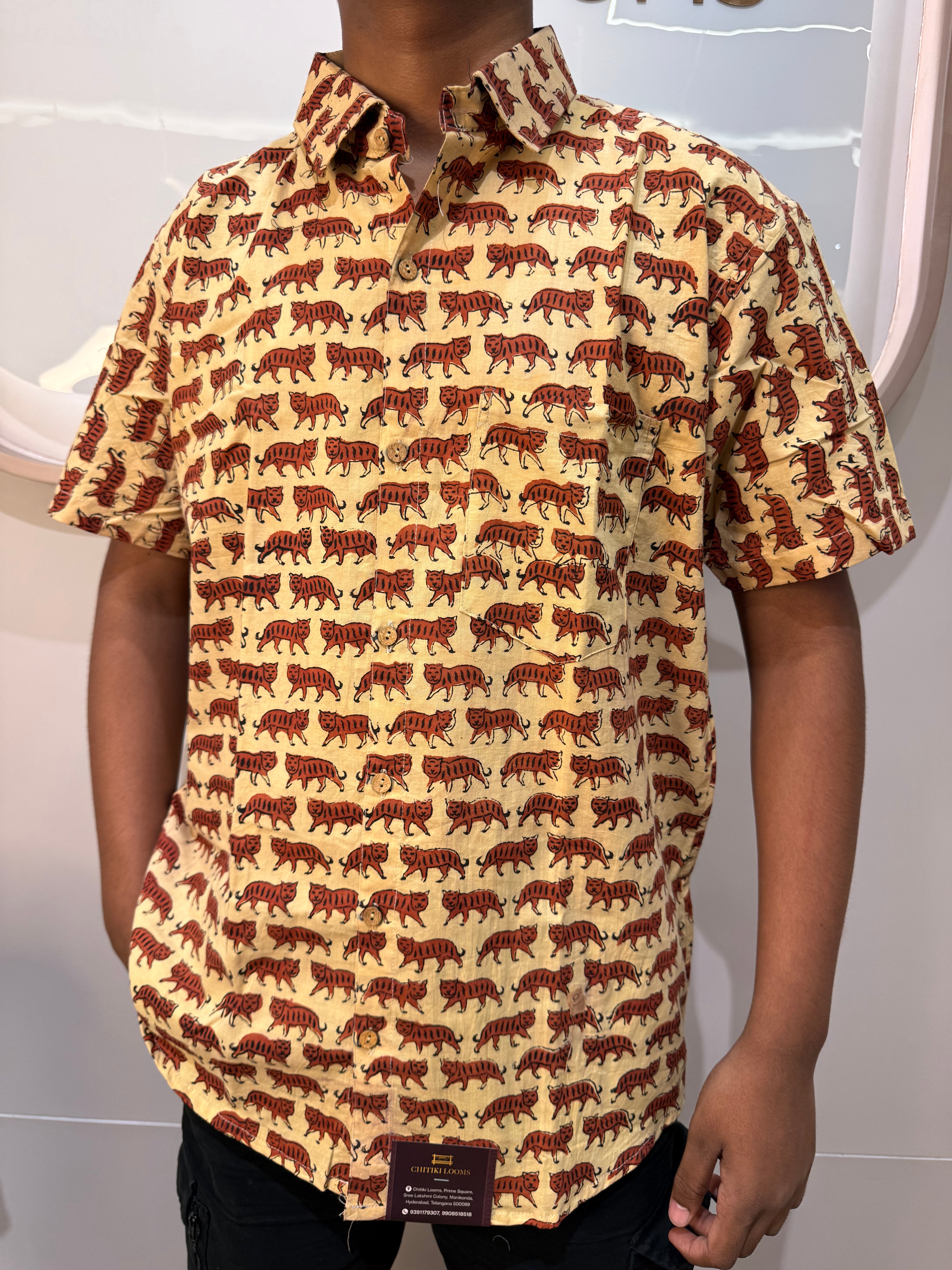 Men's Block Print Shirt- L