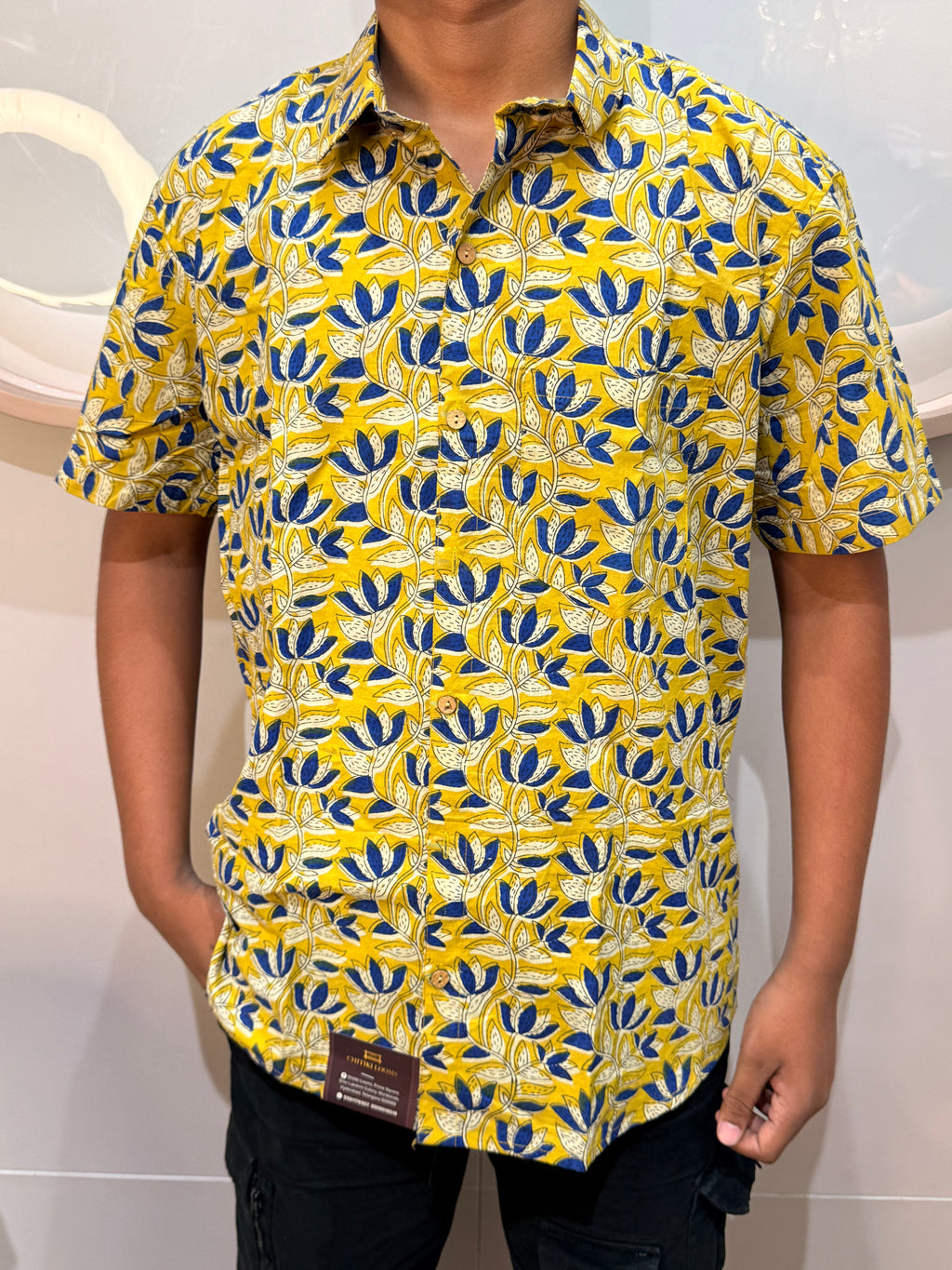 Men's Block Print Shirt- L