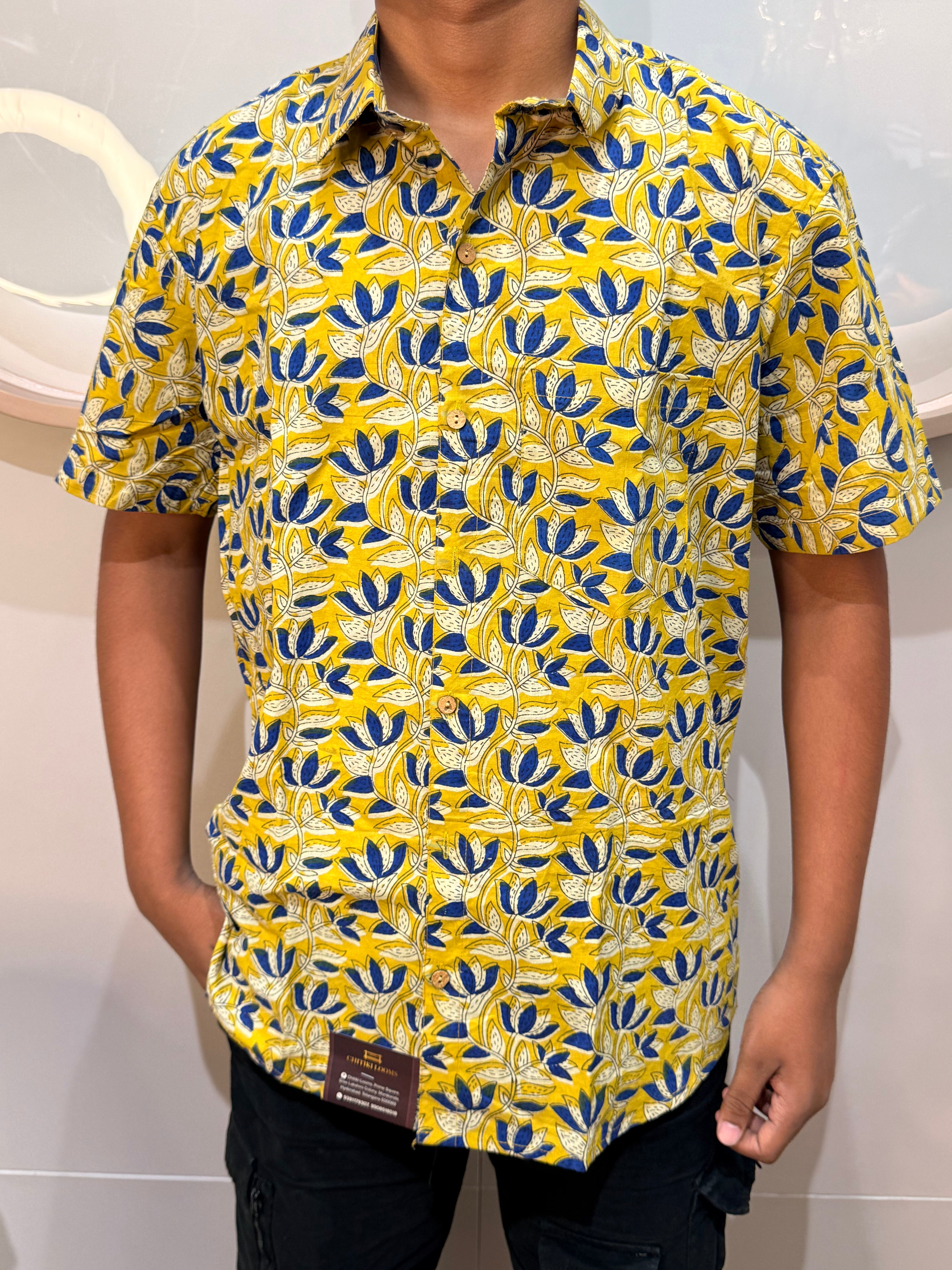 Men's Block Print Shirt- L