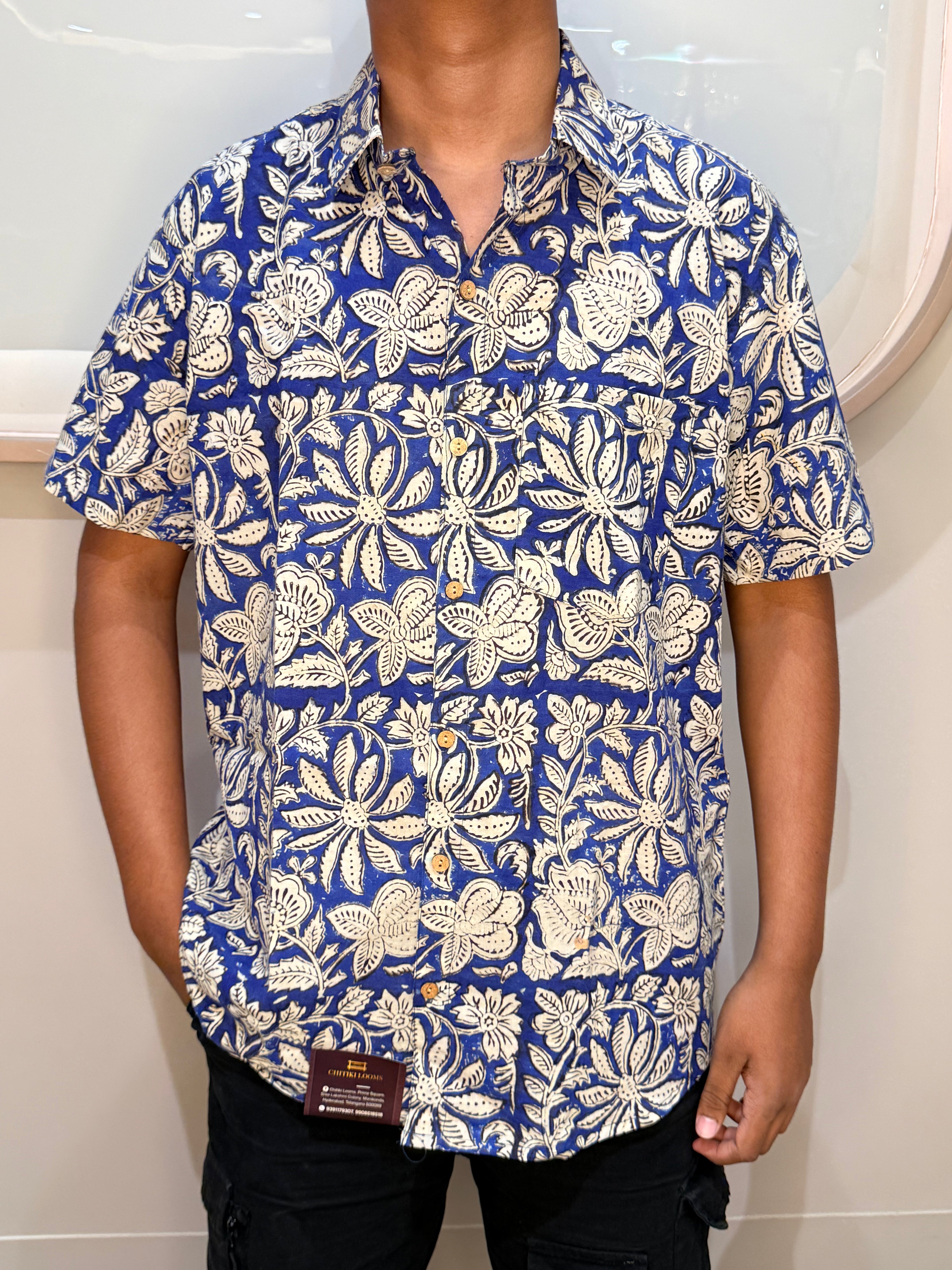 Men's Block Print Shirt- L