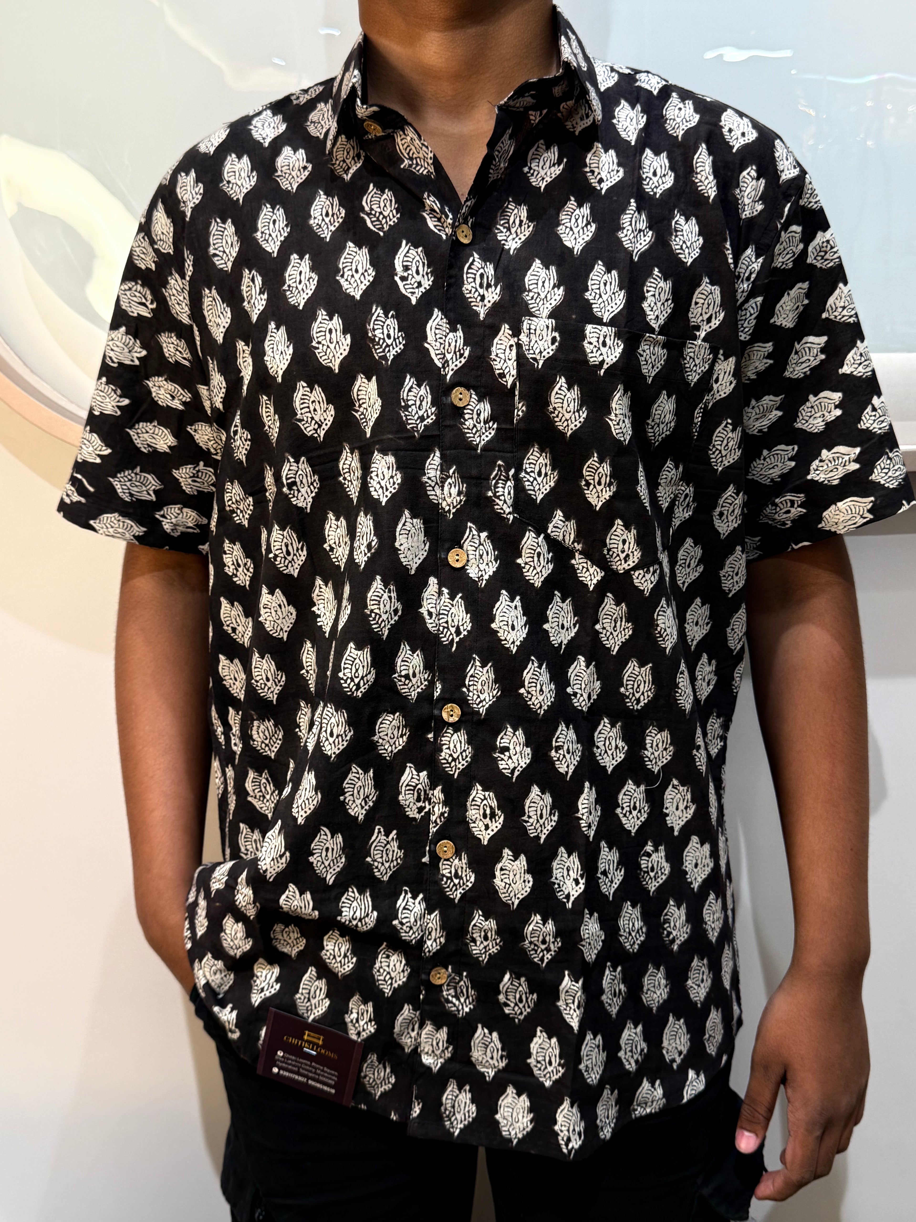 Men's Block Print Shirt- L
