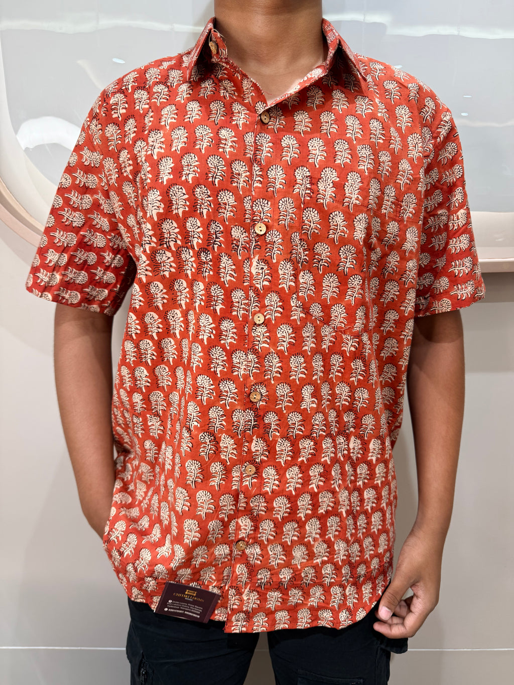 Men's Block Print Shirt- L