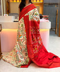 Pochampally Ikkat Saree with Red Contrast Pallu